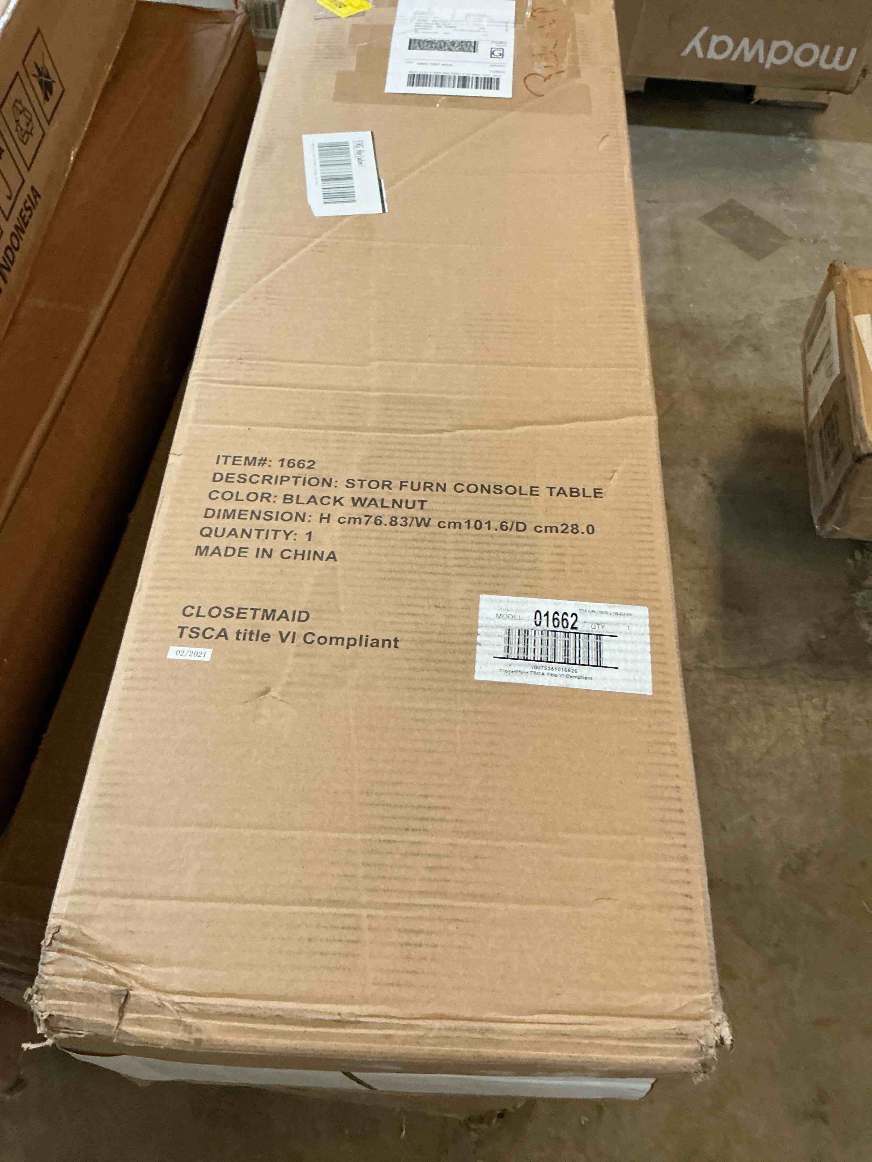 Condition photo showing Good Condition for storage furniture console table - black walnut-closetmaid