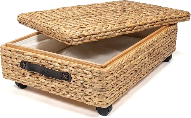 handwoven hyacinth underbed storage basket