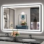 Matte Black Matel Framed Vanity Mirror with Lights, Front-lit and Back-lit, Memory Function, 3 Color Temperatures, Dimmable Light & Anti-fog Tempered Glass ETL Listed LED Mirror