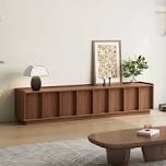 78.74" Modern TV Stands with Brown Wood Grain, Mid Century Media Console with 4 Cabinets,