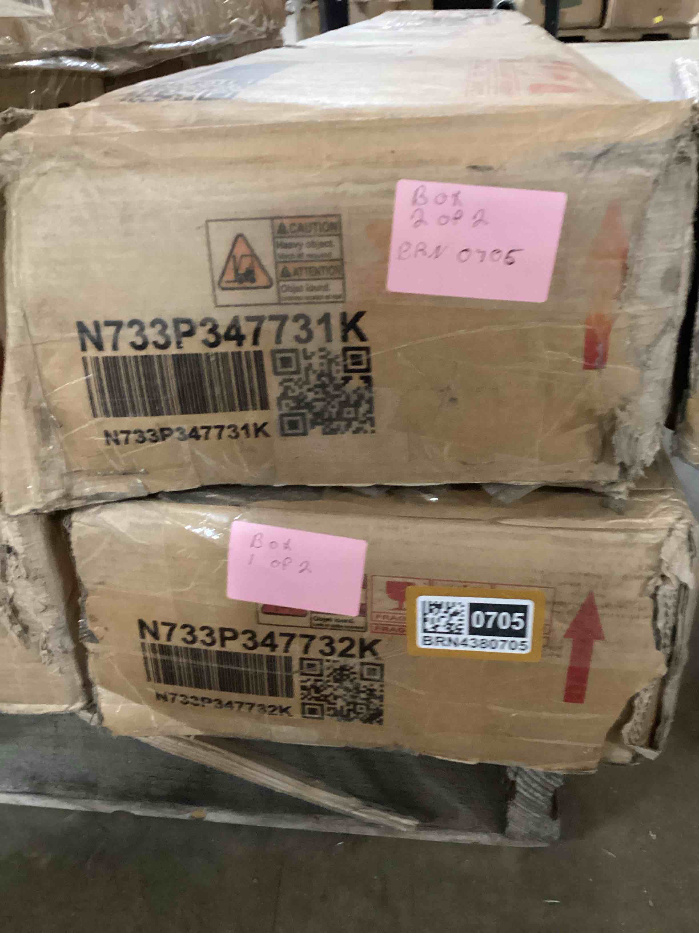 Condition photo showing Good Condition for (2 boxes) full bed with shelves and trundle white