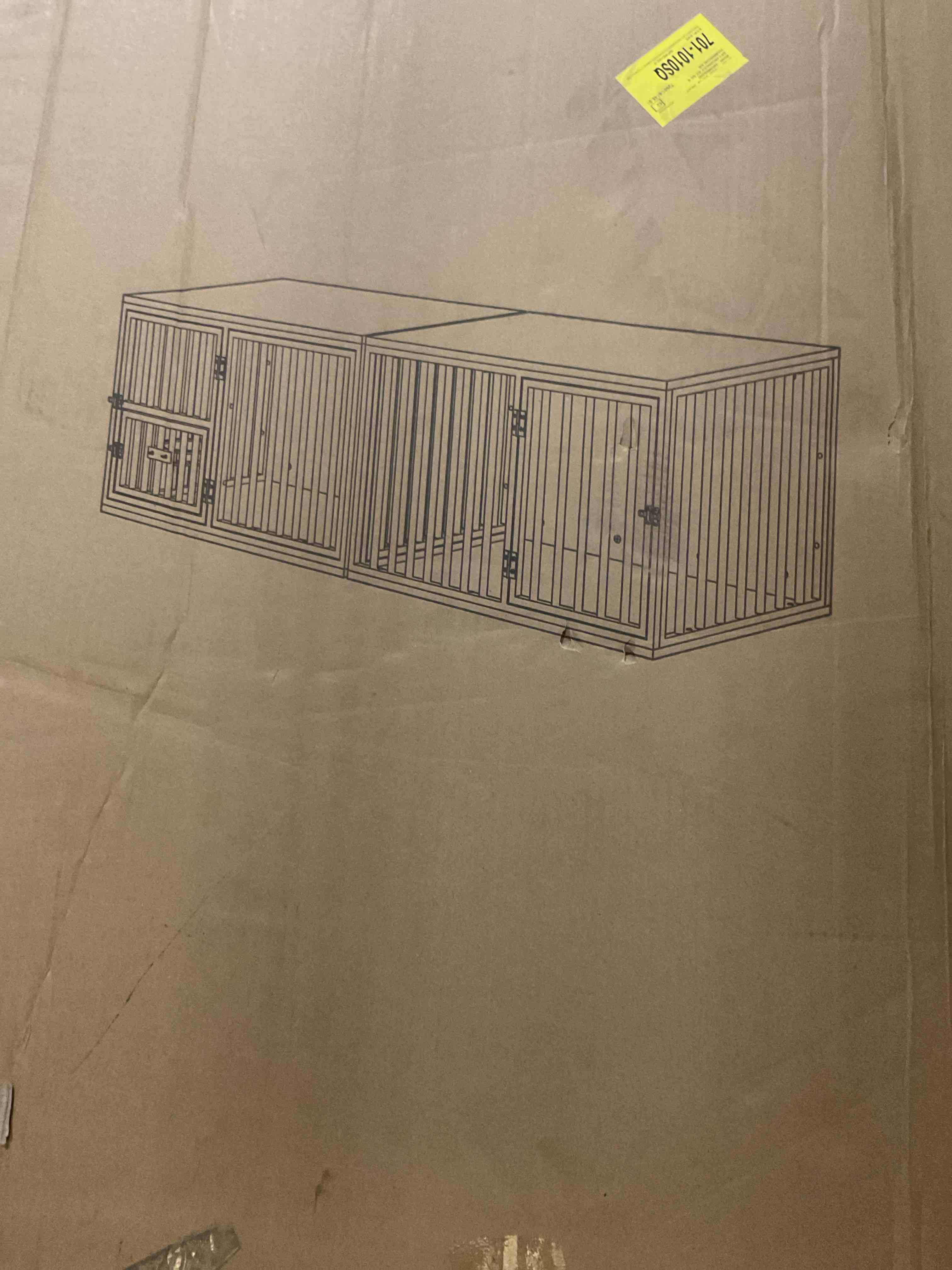 Condition photo showing Good Condition for dog crate furniture for 2 dogs, corner heavy duty double dog kennel furniture with divider, indoor wooden dog crate large breed