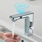 Chrome Bathroom Sink Faucet Smart Sensor 1 Hole LED Temp Display Lavatory Vanity Mixer Taps