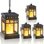 Outdoor Waterproof Solar Lanterns, 2-Mode Hanging Lanterns With Realistic LED Flickering Flameless Candles, Decorative Lights For Outdoor Hanging On Patio, Yard, Table & Tree