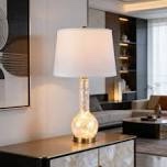 25.5'' mother of pearl table lamp with night light, 4-way