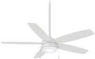 whisper 52" 5-solid blade classic ceiling fan with led light kit and remote control