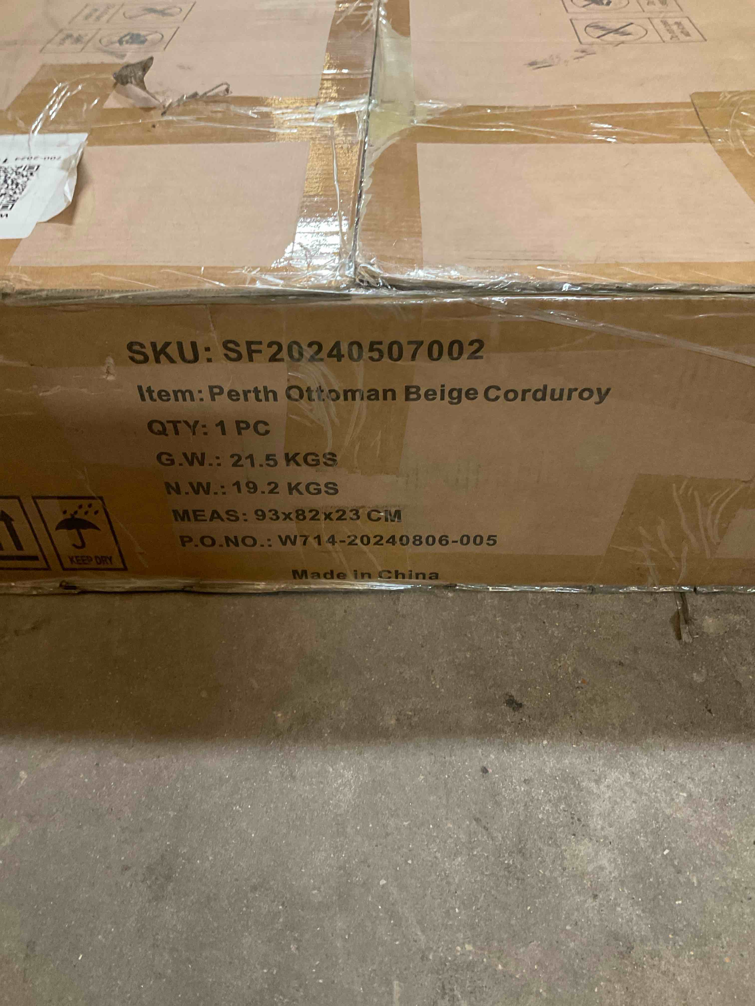 Condition photo showing Good Condition for PERTH OTTOMAN, BEIGE CORDUROY
