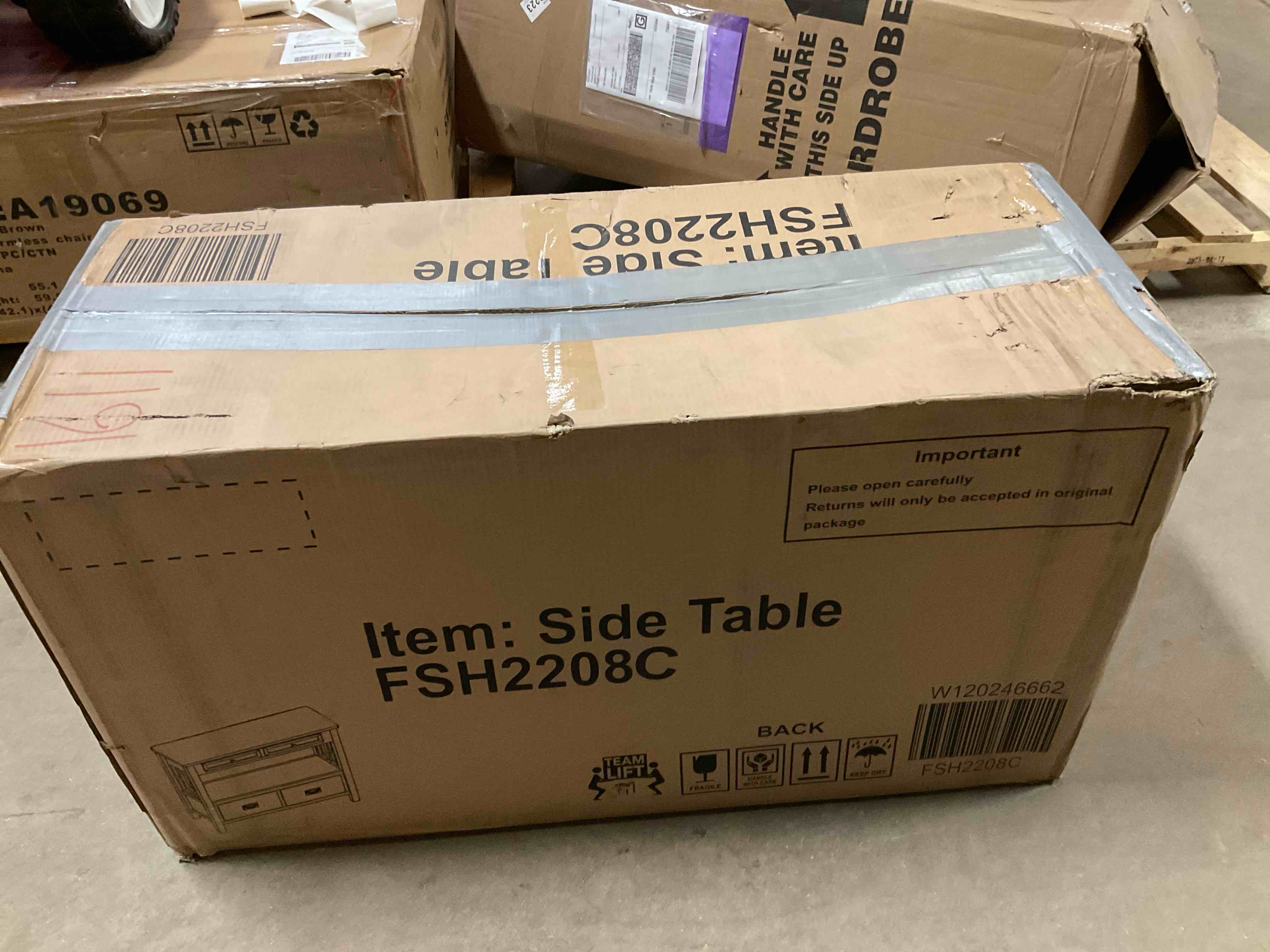 Condition photo showing Good Condition for SIDE TABLE MODEL NUMBER FSH2208C RETRO BLUE COLOR 40” Wx 17”T x 22”D