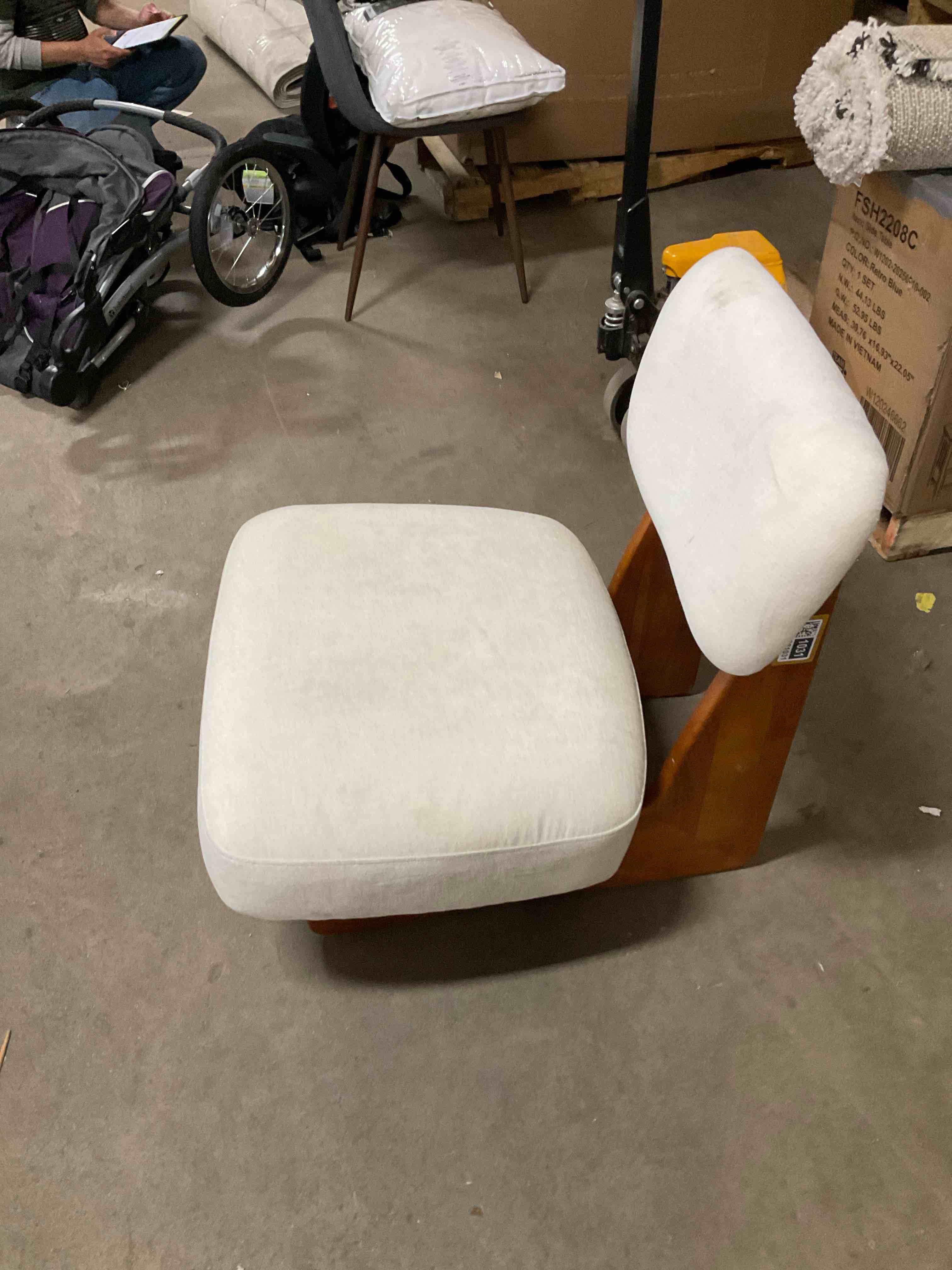 Condition photo showing Good Condition for LOW PROFILE, PLUSH WOOD FRAME CHAIR