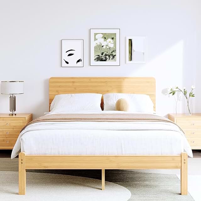 wooden platform bed