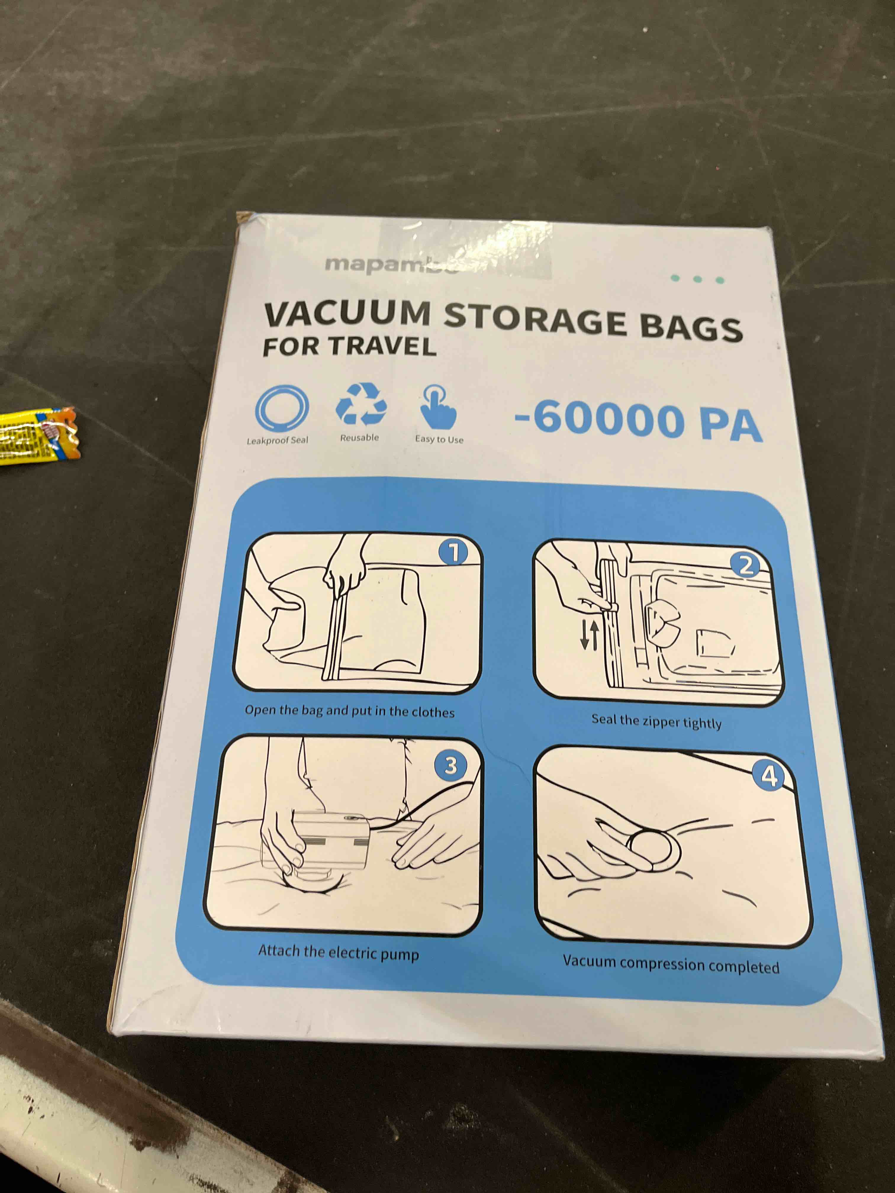 Condition photo showing Good Condition for mapambo vacuum storage bags with -60000pa usb pump, 9 pack vacuum seal bags for clothing travel in 3