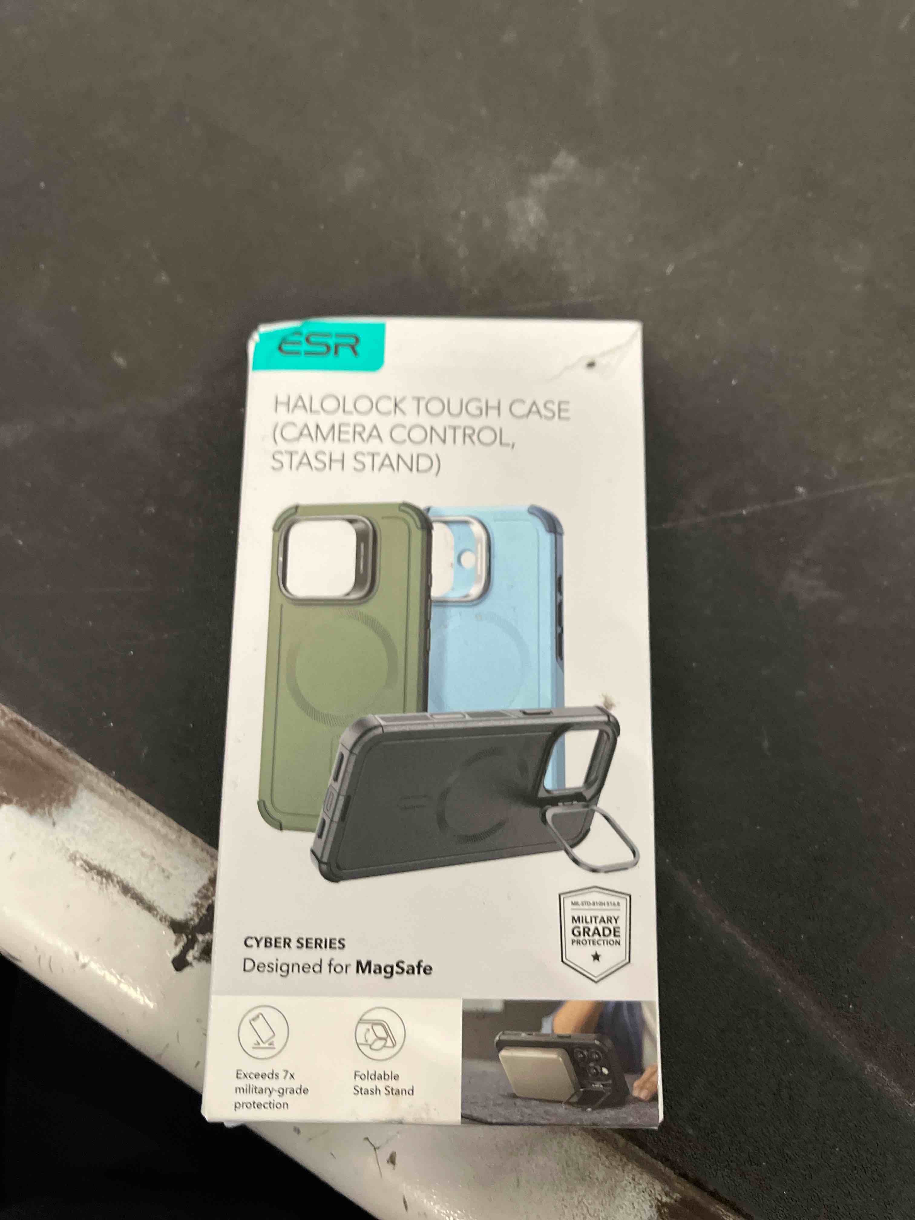 Condition photo showing Good Condition for esr for iphone 16 pro case with stash stand, camera control, 23ft military-grade shock-absorbing dro