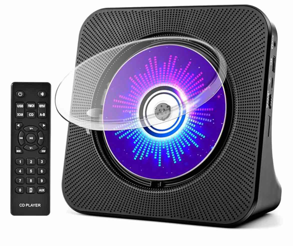 gueray cd player portable bluetooth desktop cd player for home with timer built-in hifi speakers wit