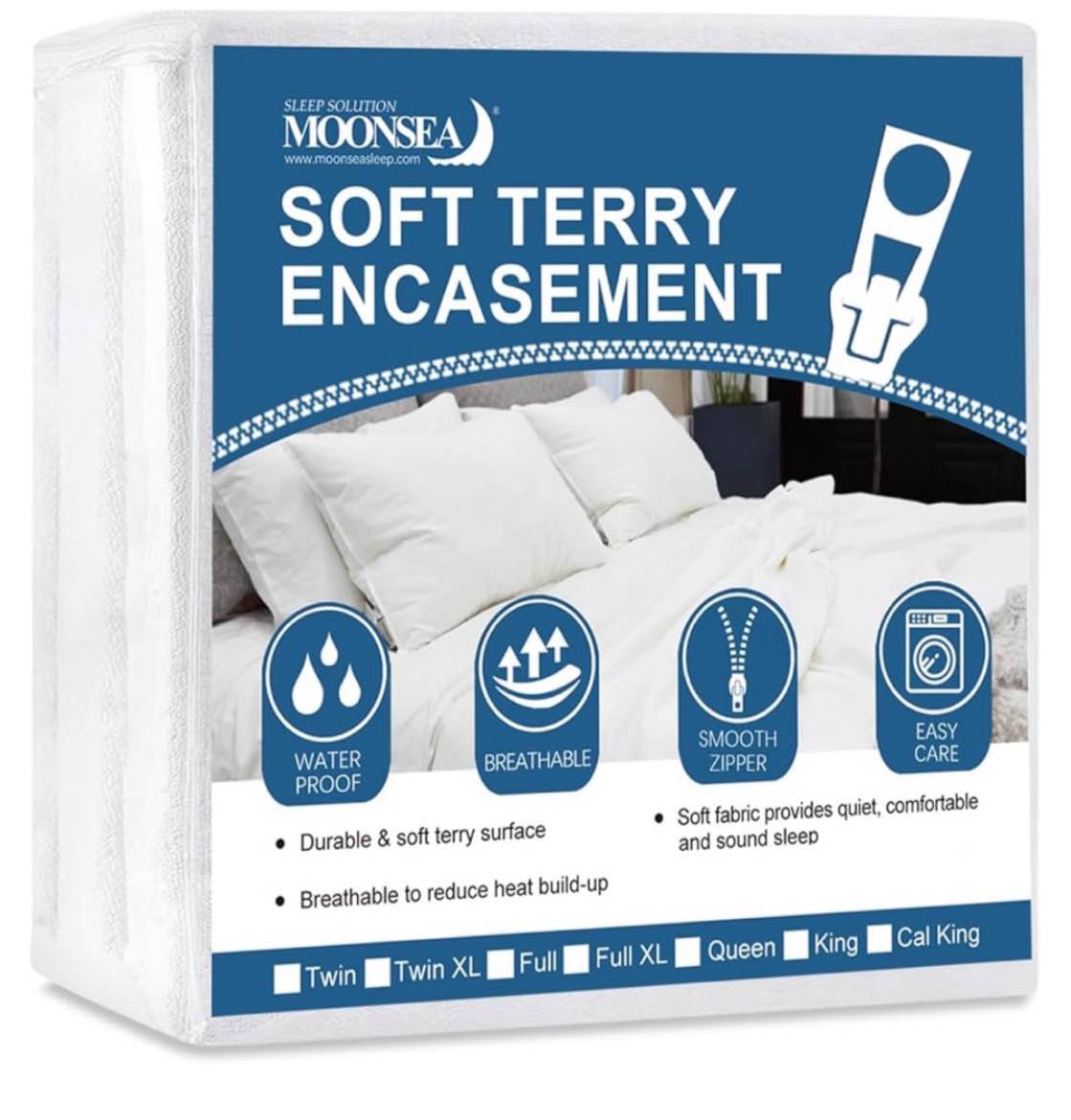 moonsea queen mattress protector zippered (10/11/12/13/14 inchs), soft terry surface mattress encase