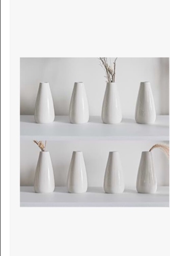 LIZOFER Modern White Ceramic Vase Set of 8 for Living Room Bedroom 5.1'' Minimalist Fresh Flower Vas