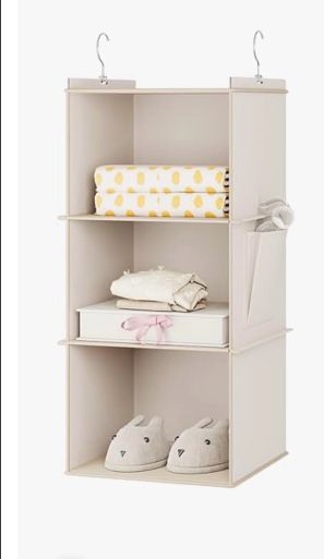 youdenova hanging closet organizer, 6-shelf closet hanging storage shelves, 2 packs, beige