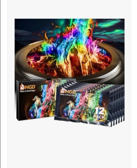 hgd (25 pack) magic campfire fire color changing packets for fire pit, indoor/outdoor fireplace, bon