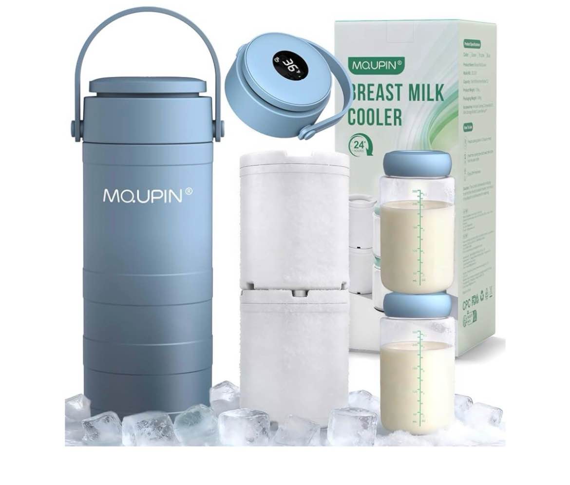 MQUPIN Breast Milk Cooler 20oz with Temperature Display 24Hours 360° Total Cooling Milk Bottle Stora