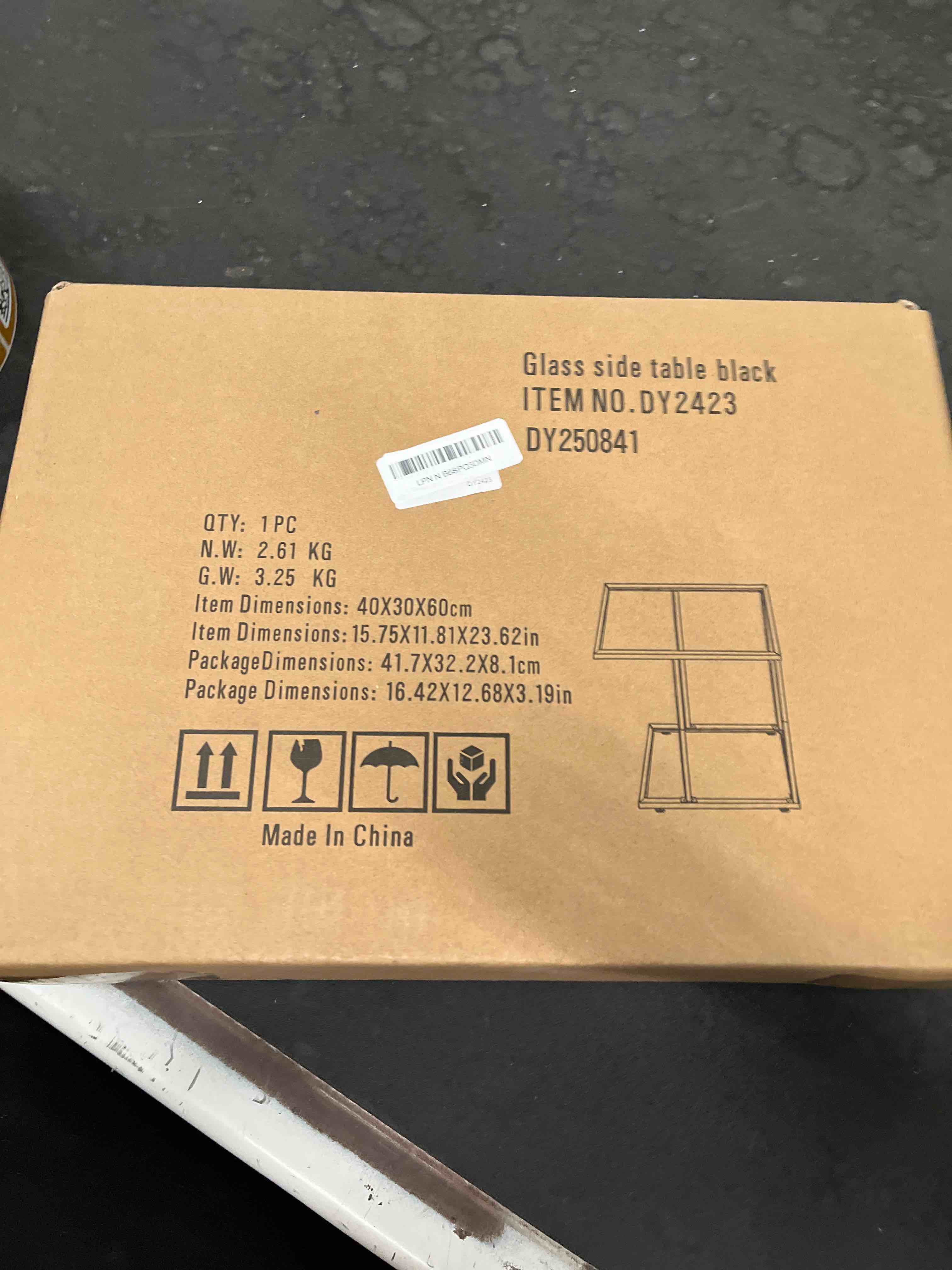 Condition photo showing Good Condition for c table glass end table, couch side table, tempered glass snack side table with metal frame, tv tray