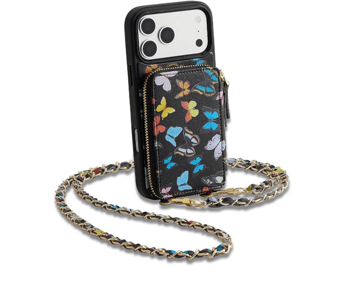 ZVE for iPhone 17 Pro Max Wallet Case with Card Holder,RFID Blocking Crossbody Chain Phone Cover for