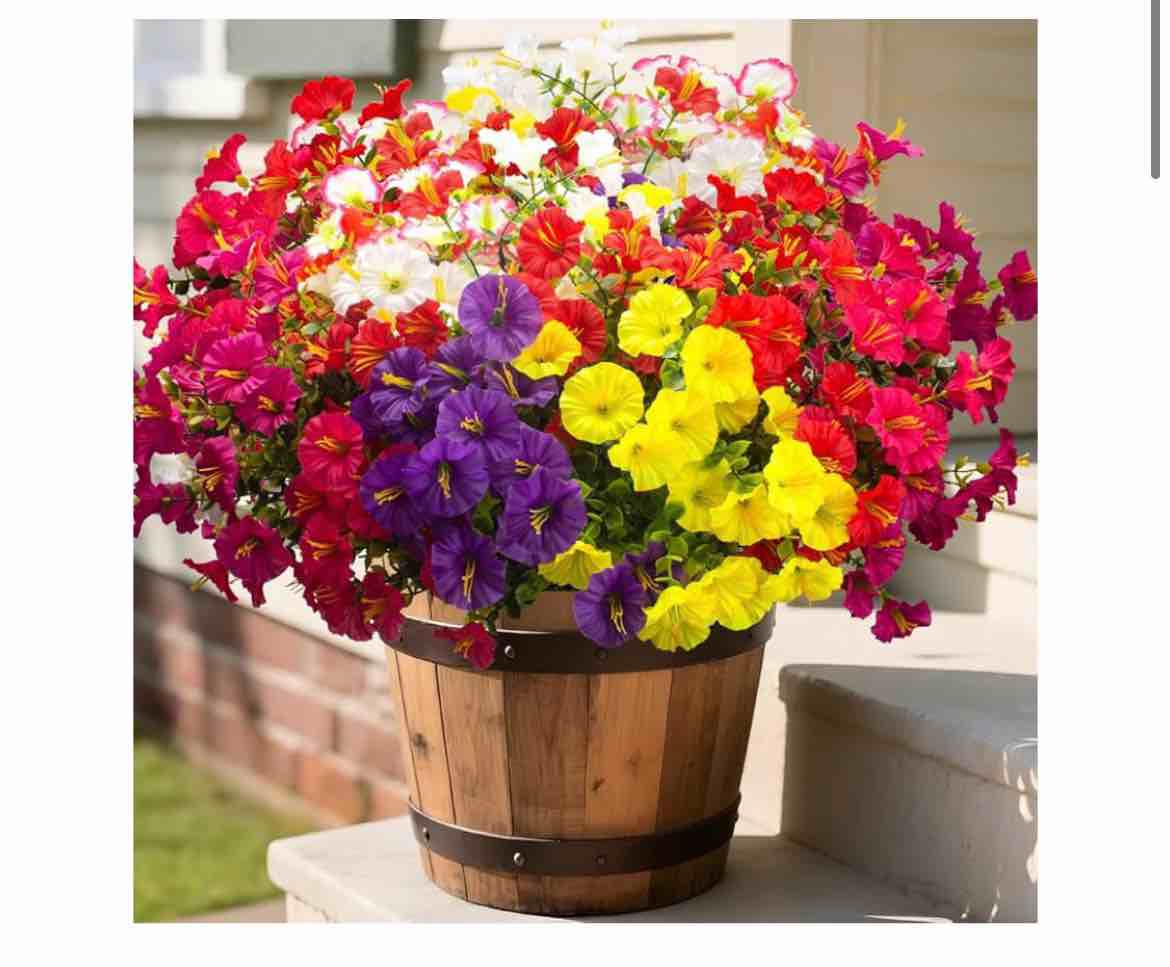 geegoods artificial plants flowers outdoor – 48 bundles uv resistant faux lavender flowers with monk