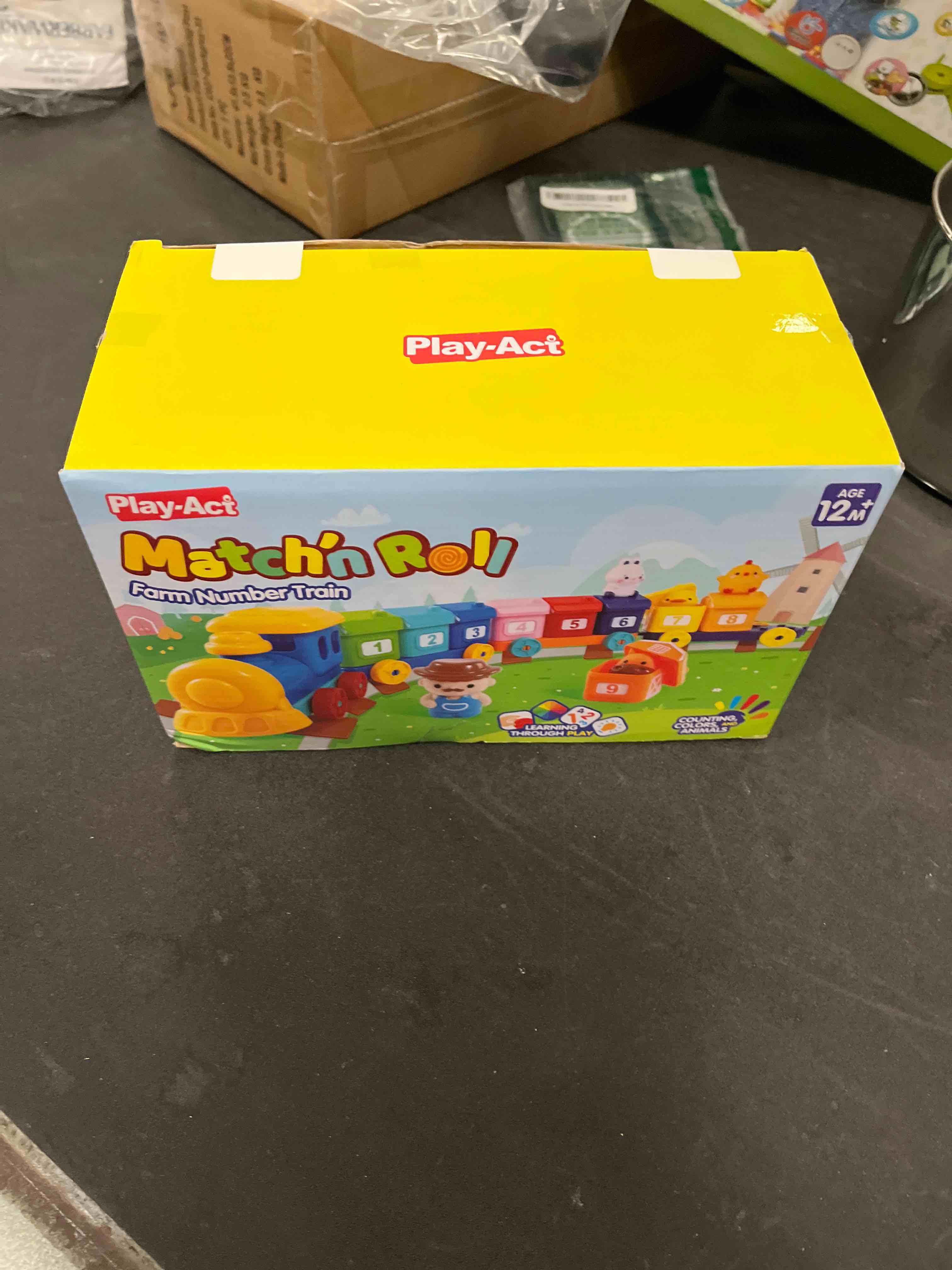 Condition photo showing Good Condition for play-act learning toy for toddlers 1 2 3 years old, counting, matching & sorting montessori learning farm train including 9 farm animals, easter basket stuffers birthday gift for baby boys girls farm number train