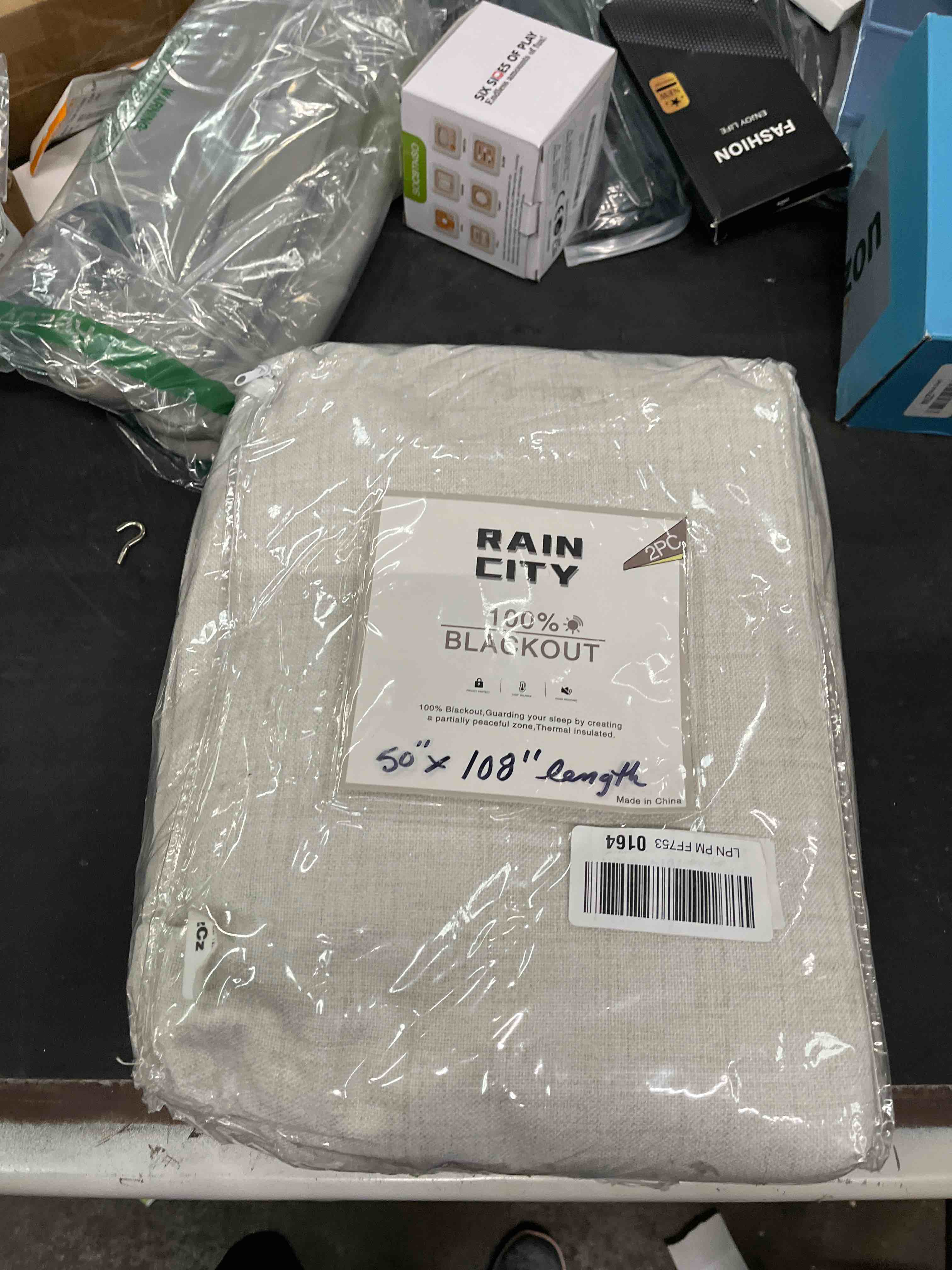 Condition photo showing Good Condition for rain city natural birch linen blend blackout curtains 120 inch long 2 panels, farmhouse sound absorbing track curtain for living room 10 ft extra long light blocking pleated window drapes 50"w x 120"l (pack of 2) birch