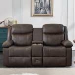 ambert 70'' leather manual reclining loveseat with console recliner with heat and massage