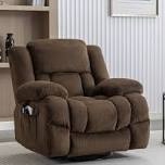 Oversized Swivel Electric Recliner Chair - Plush Chenille Fabric & Power Reclining for Ultimate Comfort