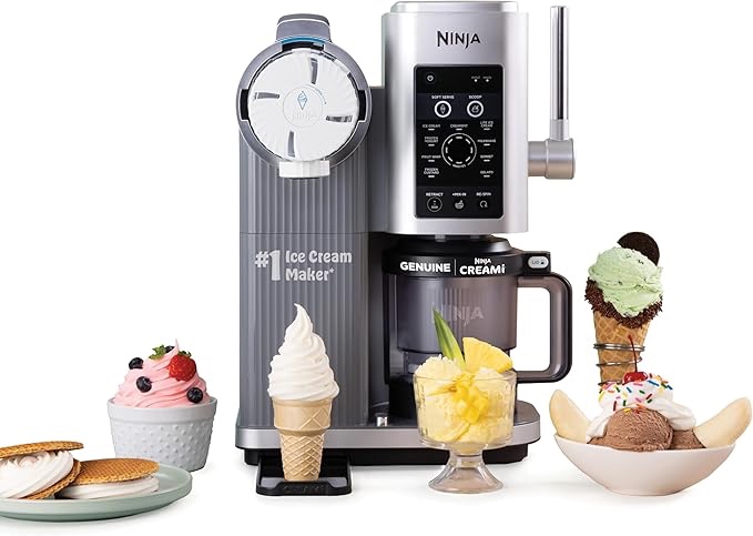 ninja swirl by creami ice cream and soft serve maker, sorbet, milkshake, frozen yogurt, low calories program & more, 13-in-1, soft serve handle, (2) creami swirl 16oz pints, for kids & all ages, nc701