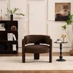 modern geometric upholstered accent armchair with curved backrest