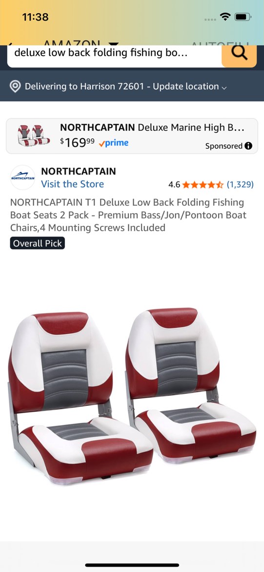 deluxe low back folding fishing boat seat