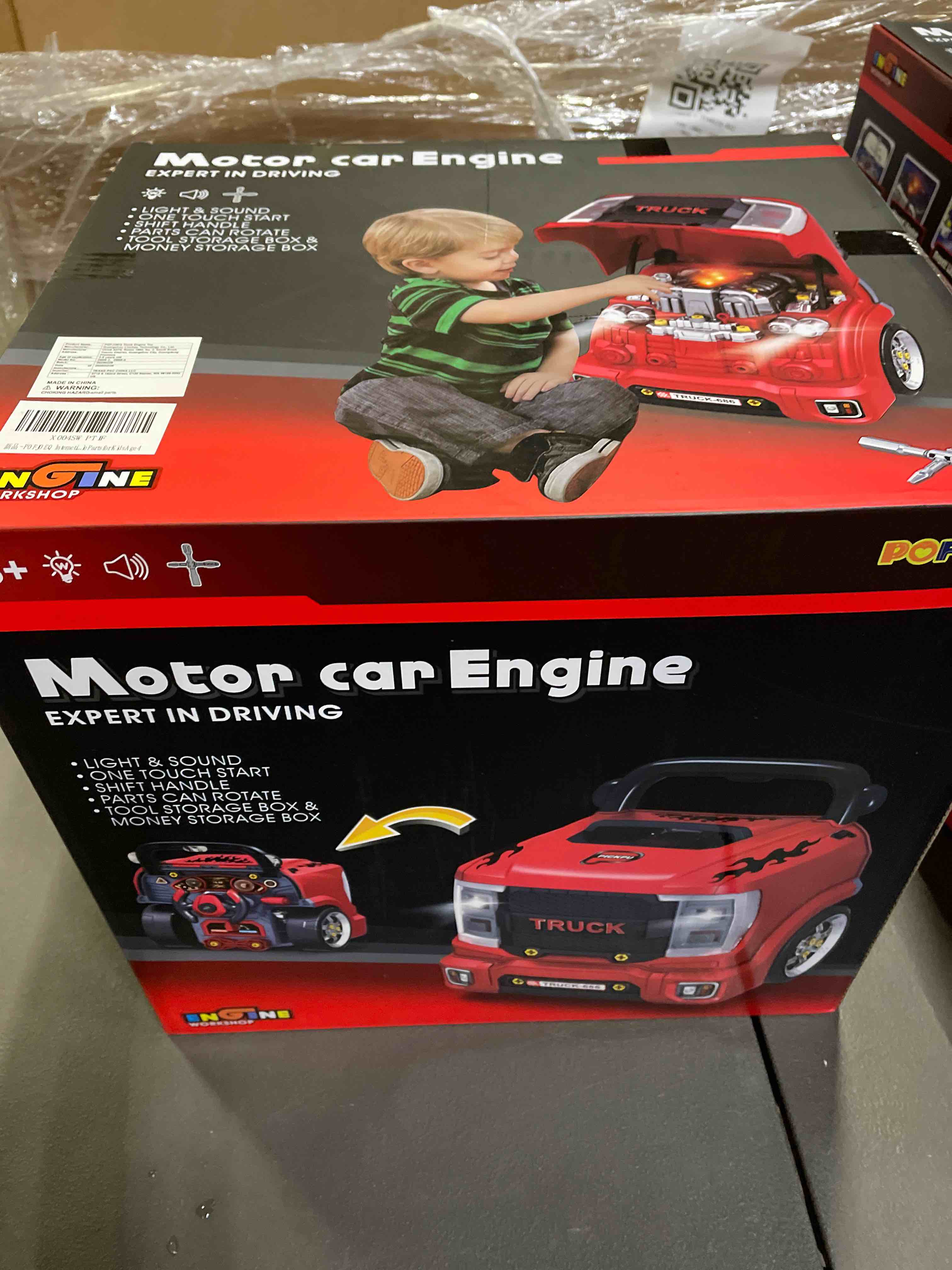 Condition photo showing Good Condition for pofjoeq interactive truck engine toy with removable parts lights & sounds, aspiring young mechanic set- spark creativity & fine motor skills - perfect car toys gift for toddlers 3-5 boys (red)