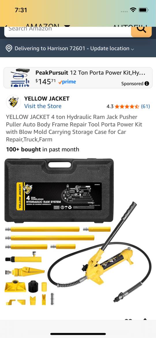 yellow jacket 4 ton hydraulic ram system