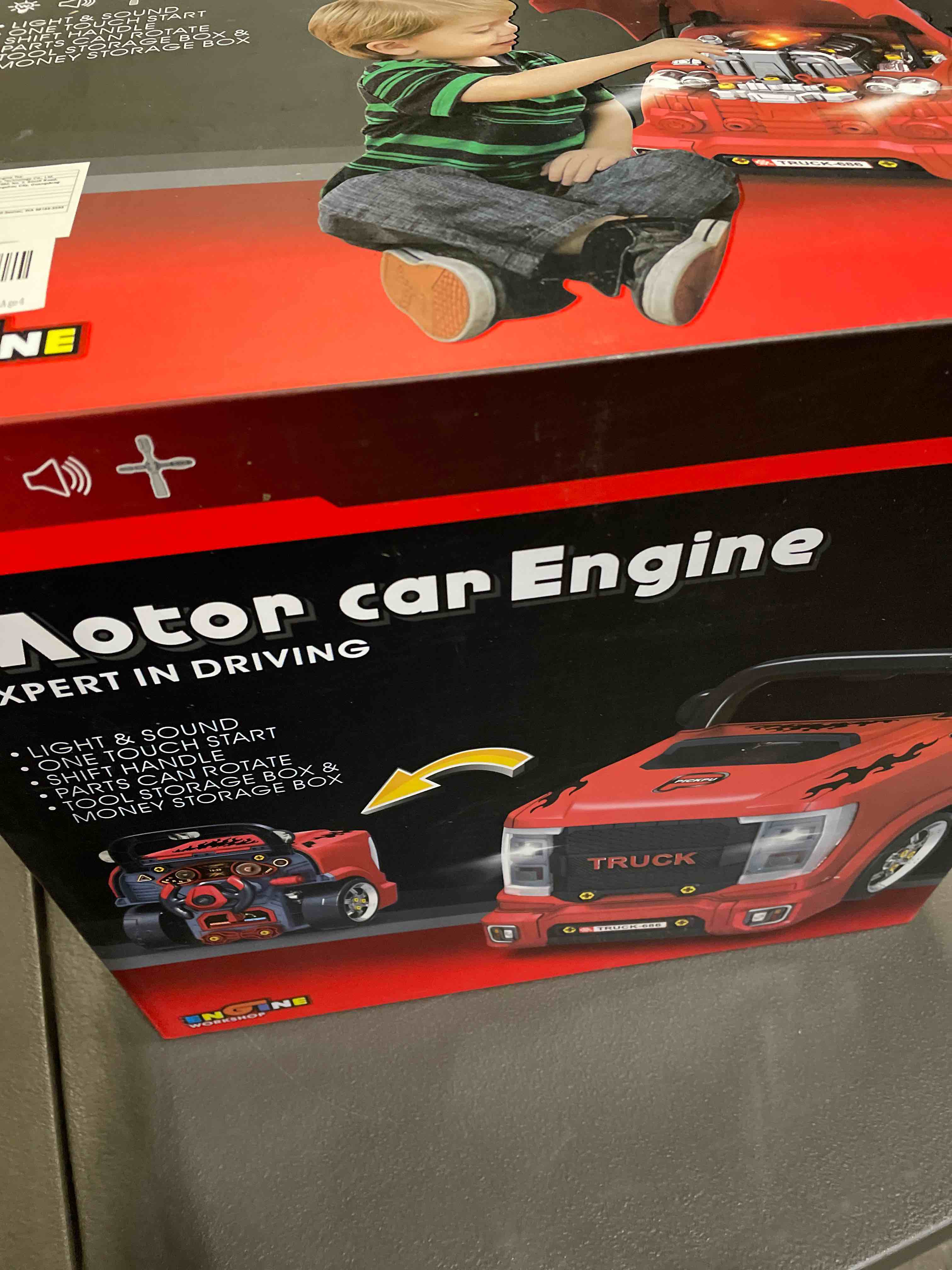 Condition photo showing Good Condition for pofjoeq interactive truck engine toy with removable parts lights & sounds, aspiring young mechanic set- spark creativity & fine motor skills - perfect car toys gift for toddlers 3-5 boys (red)