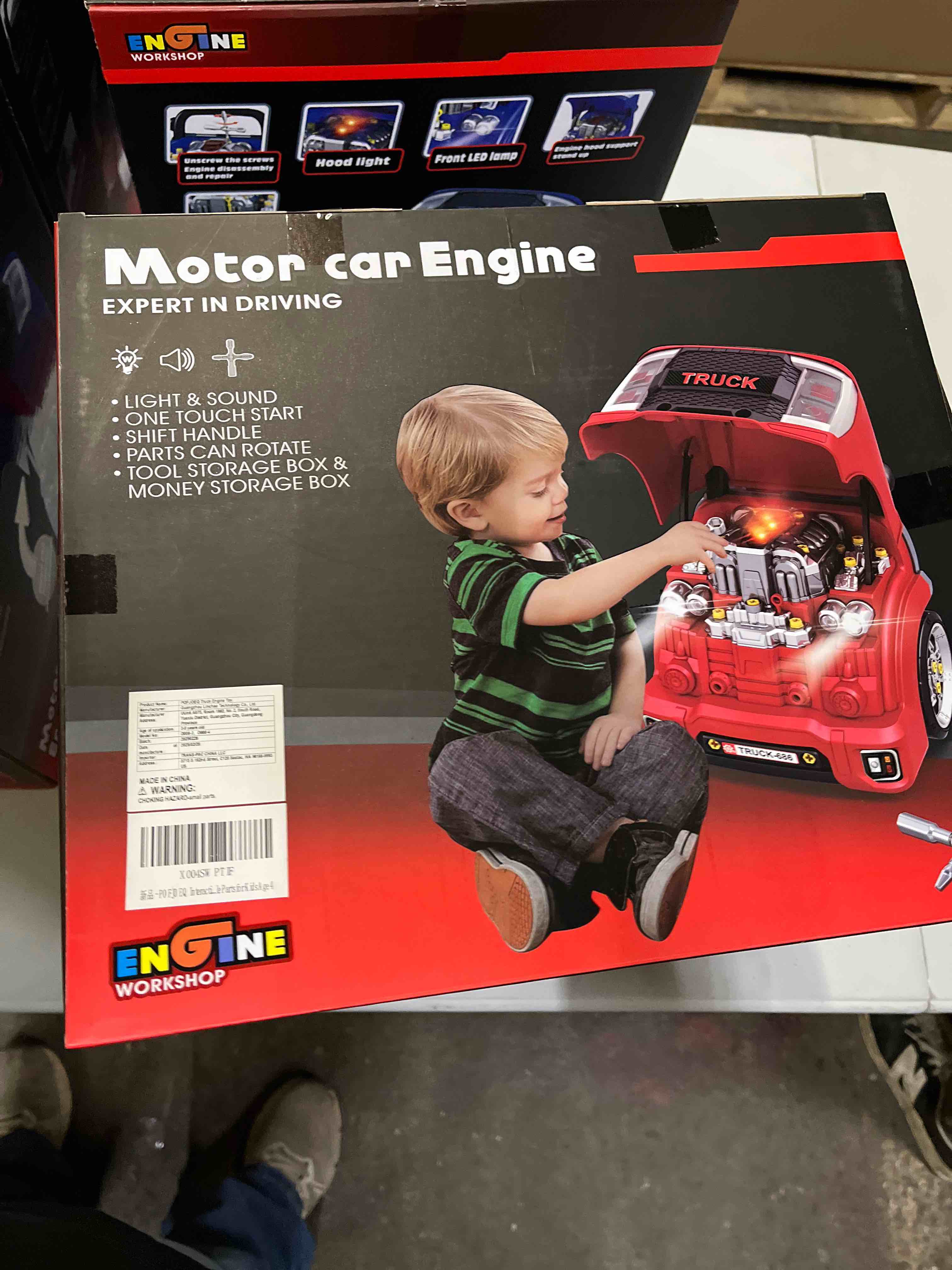 Condition photo showing Good Condition for pofjoeq interactive truck engine toy with removable parts lights & sounds, aspiring young mechanic set- spark creativity & fine motor skills - perfect car toys gift for toddlers 3-5 boys (red)