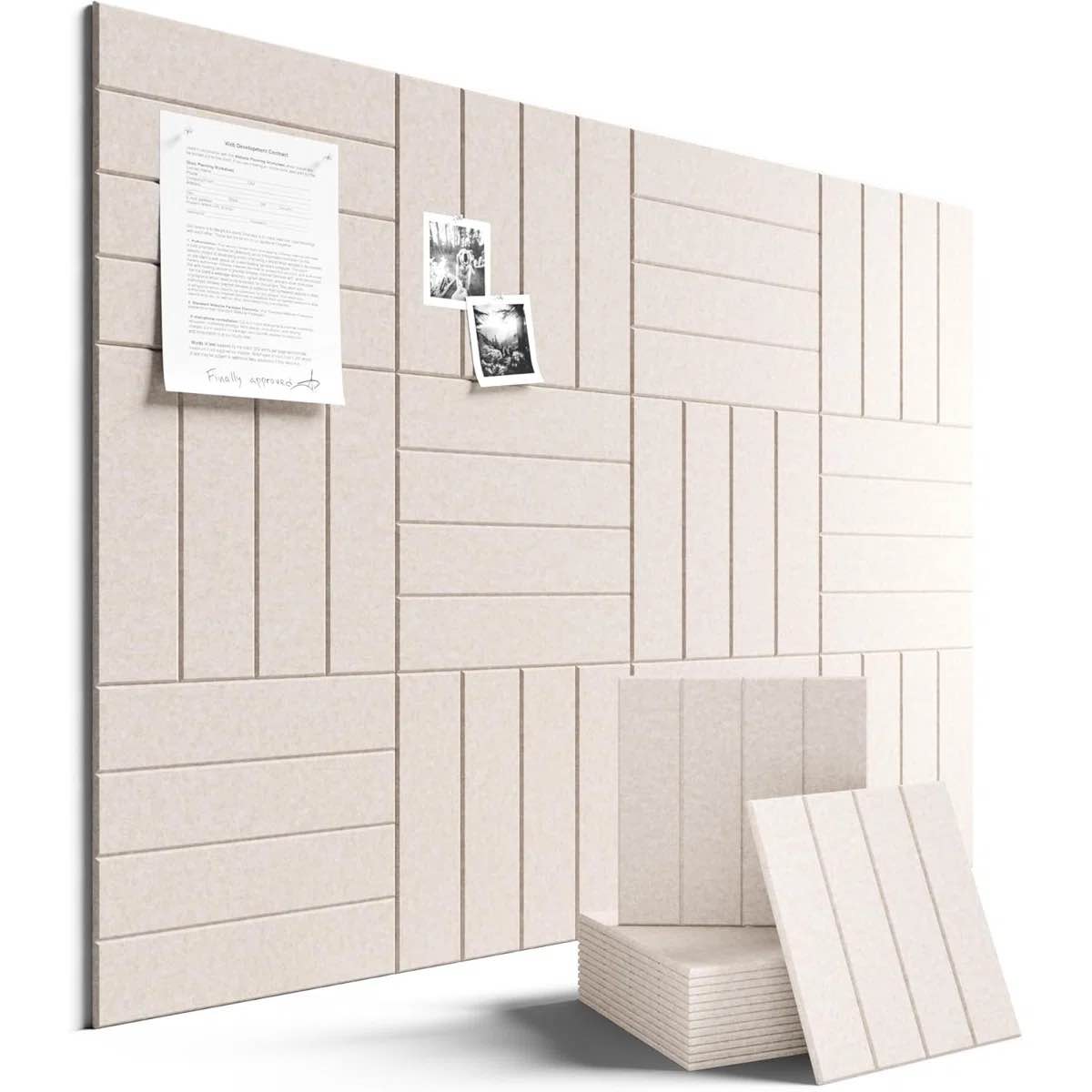 Felt Bulletin Board Tiles Large 48" x 36" Cork Board Alternative-12 Pack with 70 Adhesive Tabs