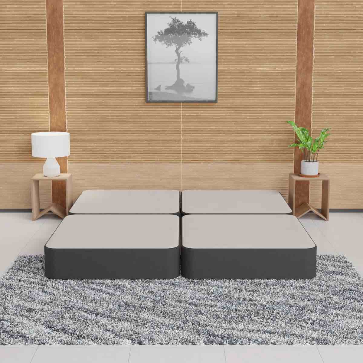 Split Wooden Box Spring / foundation for Mattress Support, Fully Assembled