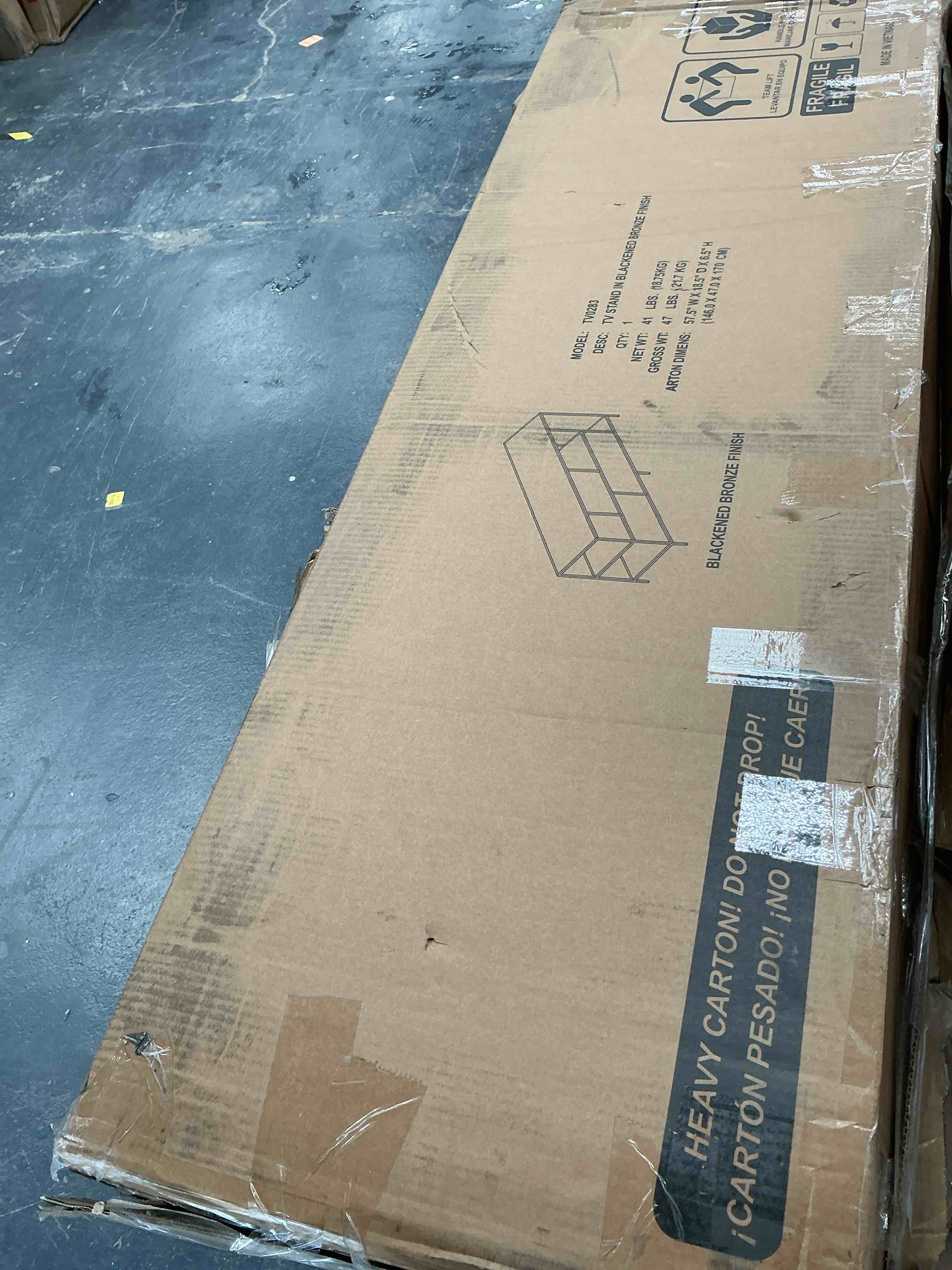 Condition photo showing Good Condition for tv stand blackened bronze finish
