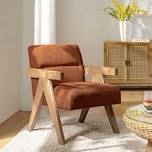 Donohoe 24.75'' W Mid-Century Modern Accent Chair With Curved Wood Arms
