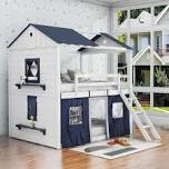 Sherick Wood Bunk Bed with Windows and Tent