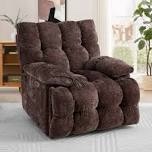 Oversized Swivel Electric Recliner Chair - Plush Chenille Fabric & Power Reclining for Ultimate Comfort