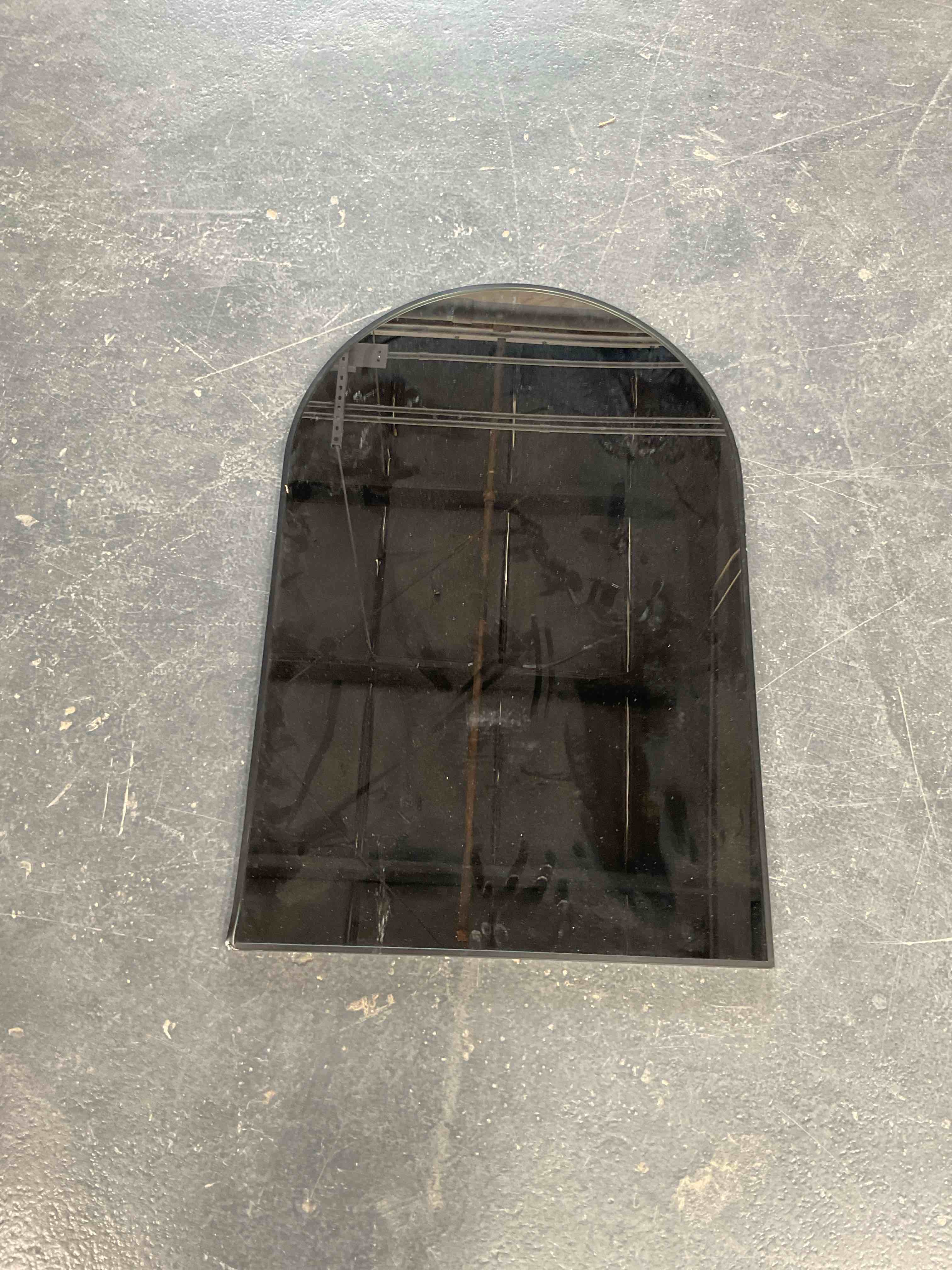 Condition photo showing Good Condition for black framed arched mirror