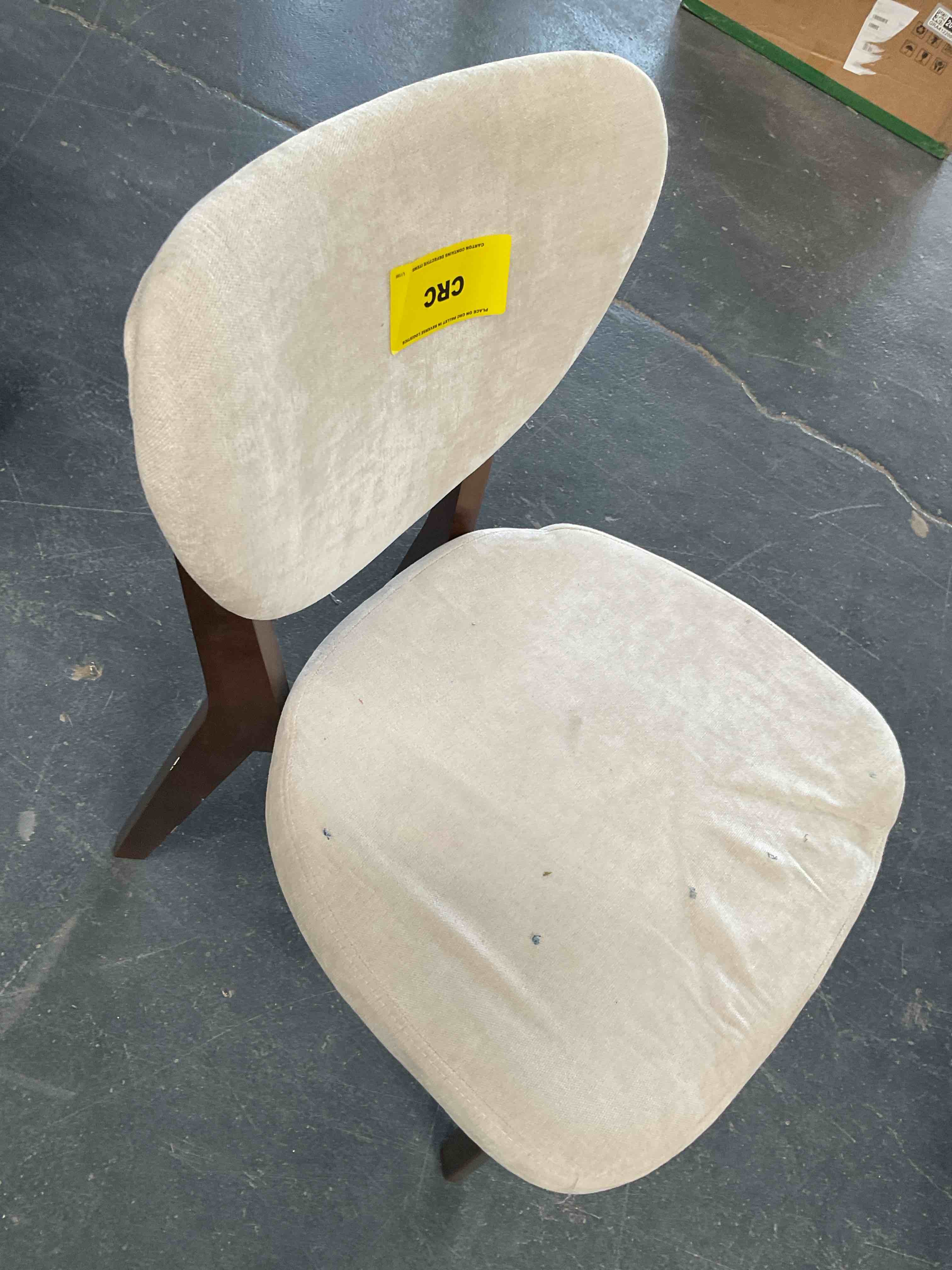 Condition photo showing Good Condition for dark wood dining room chair with off-white upholstery