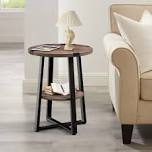 Jalanda Tall End Table with 2 USB Ports, 2 Power Outlets, and 2-Tier Storage Shelves