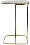 24"h gold iron accent side table with polished edge agate top for living room or office decor