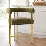 rienna 25" upholstered gold chenille solid back counter stool