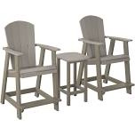 HDPE Tall Adirondack Chair Set with Removable Double Trays (Set of 2)