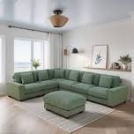 incomplete ottoman only.      123" Wide 7-Piece Premium Corduroy Reversible Living Room Modular Sectional Sofa with Ottoman