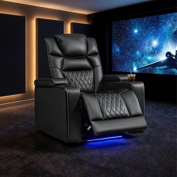 Leather Recliner with Cupholders